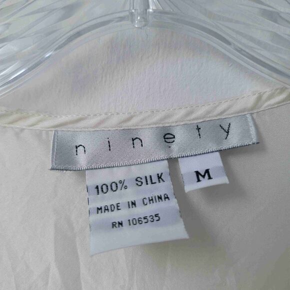 VINTAGE NINETY White Cotton Linen Embroidered Long Sleeve Tunic Size Medium - Picture 3 of 6